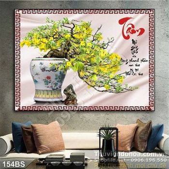 Chậu bonsai hoa mai độc chữ tâm