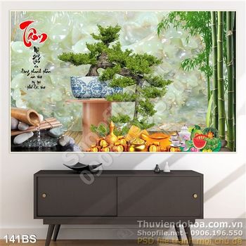 Chậu bonsai giả ngọc chữ tâm in gạch