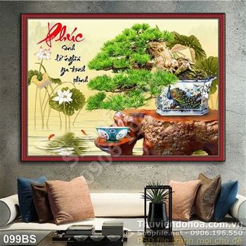 Tranh bonsai và cái bát cổ