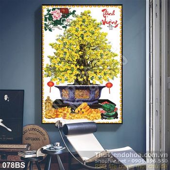 Tranh bonsai mai thịnh vượng