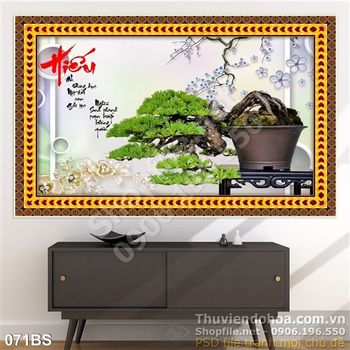 Tranh bonsai nghệ thuật 3d chữ hiếu