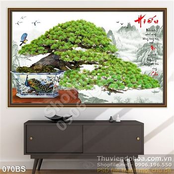 Tranh bonsai lớn chữ hiếu ấn tượng