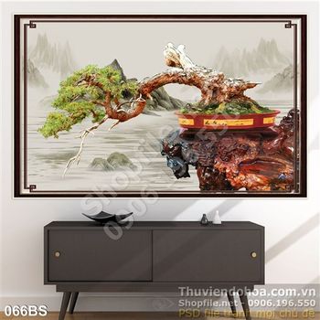 Tranh bonsai đổ bóng nghệ thuật
