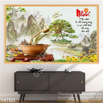 Tranh bonsai nghệ thuật chữ nhẫn
