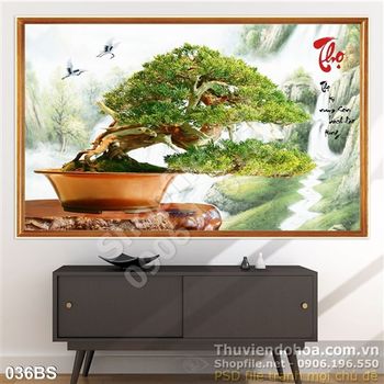 Tranh bonsai chữ thọ nghệ thuật
