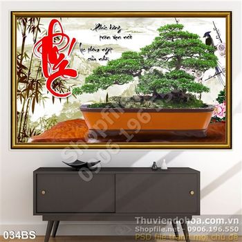 Tranh bonsai chữ phúc 3d