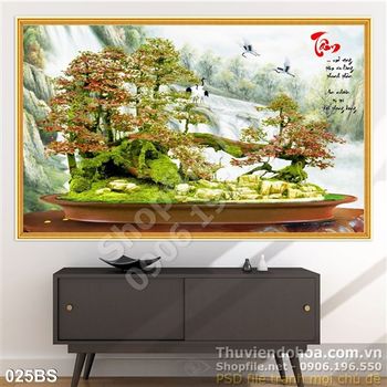 Tranh bonsai phong thủy chữ tâm