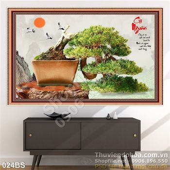 Tranh bonsai dáng độc cội nguồn