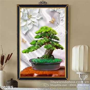 Tranh bonsai cây tùng ấn tượng