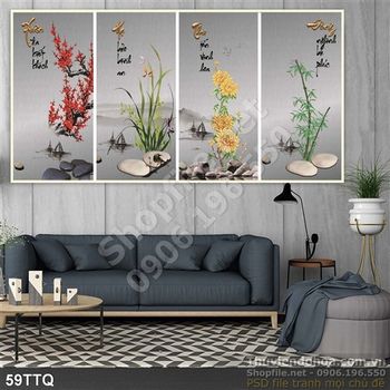 Tranh Tứ Quý lan đào cúc trúc xuân hạ thu đông