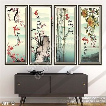 Tranh Tứ Quý sơn thủy 4 mùa