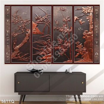 Tranh Tứ Quý cnc gỗ đẹp