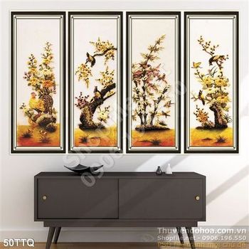 Tranh Tứ Quý  mùa thu đẹp ấn tượng