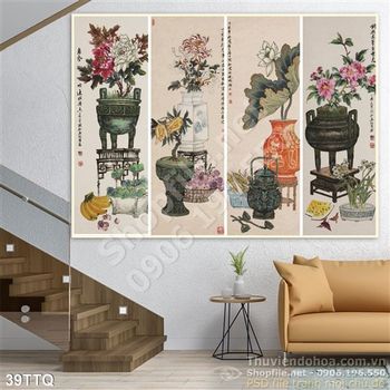 Tranh Tứ Quý cái lư đồng cổ Tranh Tứ Quý cái lư đồng cổ