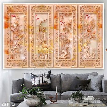 Tranh Tứ Quý giả ngọc 3d ấn tượng