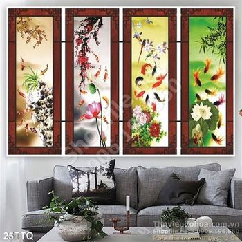 Tranh Tứ Quý  cá chép