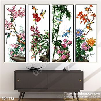 Tranh Tứ Quý in uv đẹp
