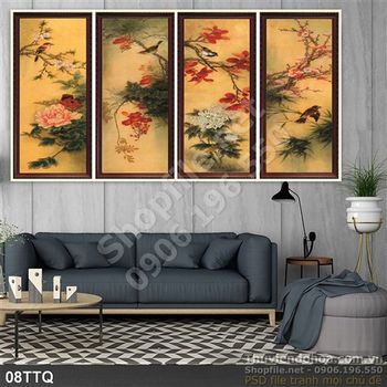 Tranh Tứ Quý vẽ tay ấn tượng