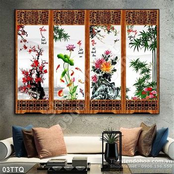 Tranh Tứ Quý khung ấn tượng Tranh Tứ Quý khung ấn tượng