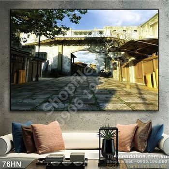 Tranh in uv cảnh vào chợ cổ hà nội