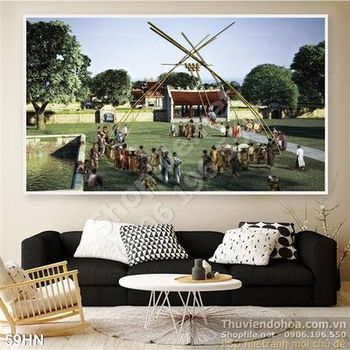 Tranh file gốc người dân hà nội đi chơi xuân