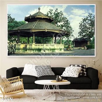 Tranh hà nội mái nhà xưa hà nội đẹp