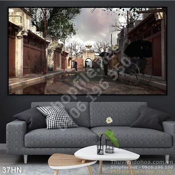 Tranh file gốc con đường xưa hà nội