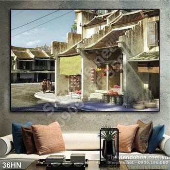 Tranh gốc sơn dầu một thoáng hà nội xưa