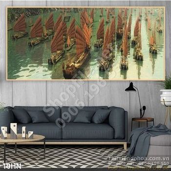 Tranh đoàn thuyền hà nội xưa đẹp