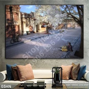 Tranh hà nội xưa và cụ bán hàng