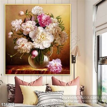 Tranh bình hoa hồng sơn dầu