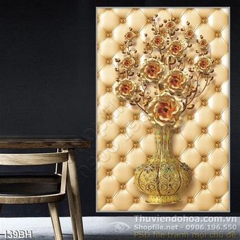 Tranh bình hoa nghệ thuật in gạch đẹp