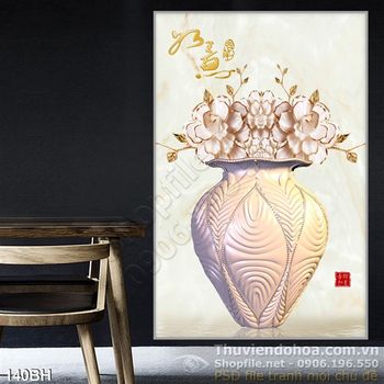 Tranh bình hoa giả ngọc nghệ thuật wall decor