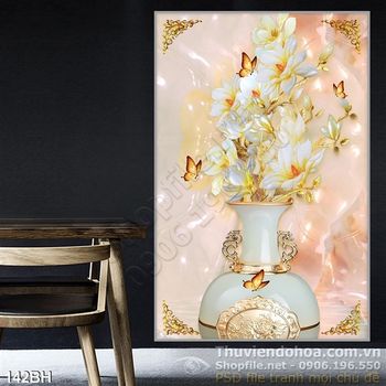 Tranh bình hoa nghệ thuật giả ngọc 3d in uv