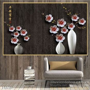 Tranh bình hoa giả ngọc nghệ thuật in gạch