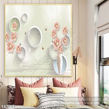 Tranh bình hoa 3d giả ngọc vòng tròn