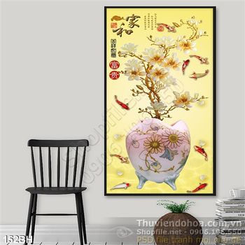 Tranh bình hoa cá chép 3d nghệ thuật