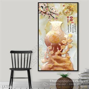Tranh bình hoa nghệ thuật giả ngọc đẹp in uv