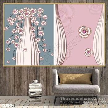 Tranh bình hoa màu trắng nghệ thuật