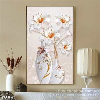 Tranh bình hoa lụa 3d nghệ thuật 2020