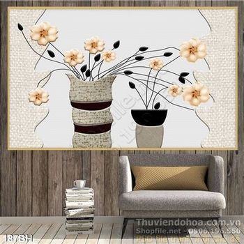 Tranh bình hoa 3d in gạch men nghệ thuật