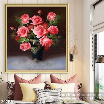 Tranh bình hoa hồng vector nghệ thuật