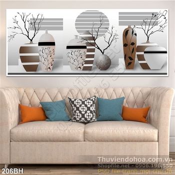 Tranh bình hoa  khổ ngang  nghệ thuật decor