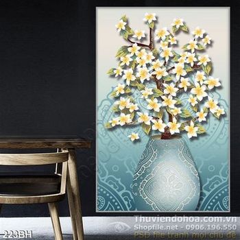 Tranh bình hoa nghệ thuật bông hoa nhỏ