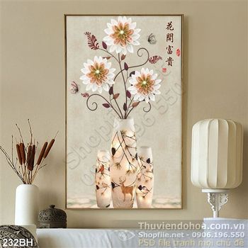 Tranh bình hoa nghệ thuật con nai đẹp