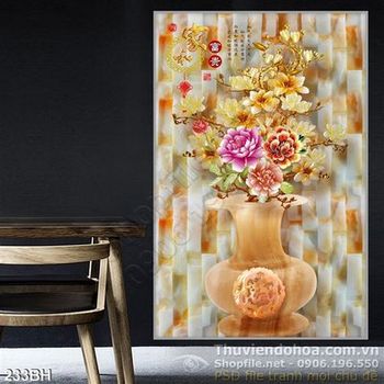 Tranh bình hoa giả ngọc phú quý