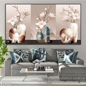 Tranh bình hoa nghệ thuật sang trọng treo phòng khách