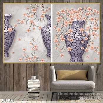 Tranh bình hoa gốm treo tường ấn tượng