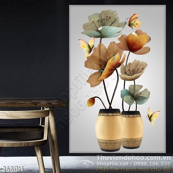 Tranh bình hoa nghệ thuật ấn tượng 3d