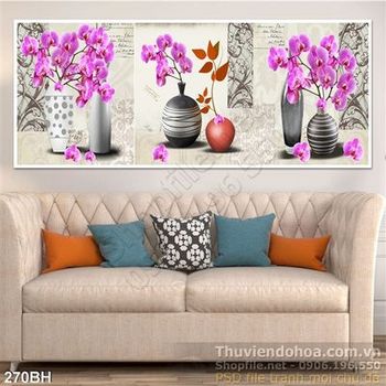 Tranh chậu hoa lan nghệ thuật